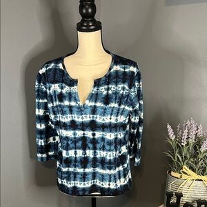 Jones New York Navy and White Women's Blouse